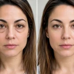 Exemplo de blefaroplastia com olhar cansado
